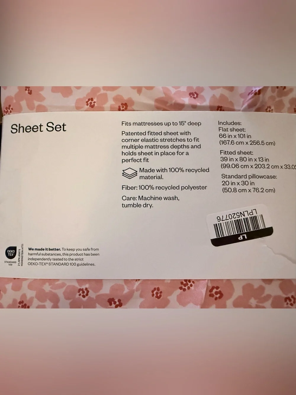 Room Essentials Pink Floral Microfiber Sheet Set Twin XL Twin
